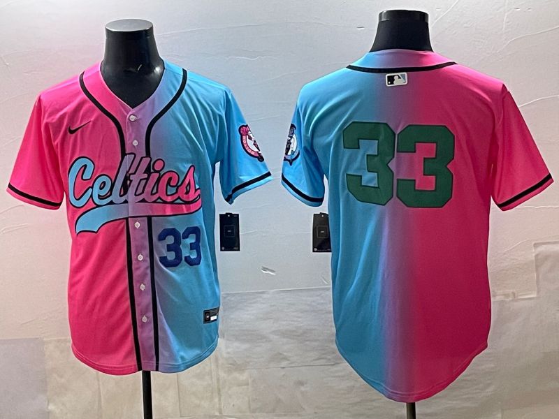 Men 2025 Boston Celtics #33 No Name Blue pink Nike NBA Jersey style 01->boston celtics->NBA Jersey